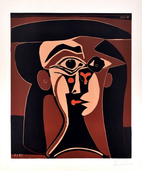 Pablo Picasso Linocut, Jacqueline Au Chapeau Noir (Jacqueline in Black Hat), 1962