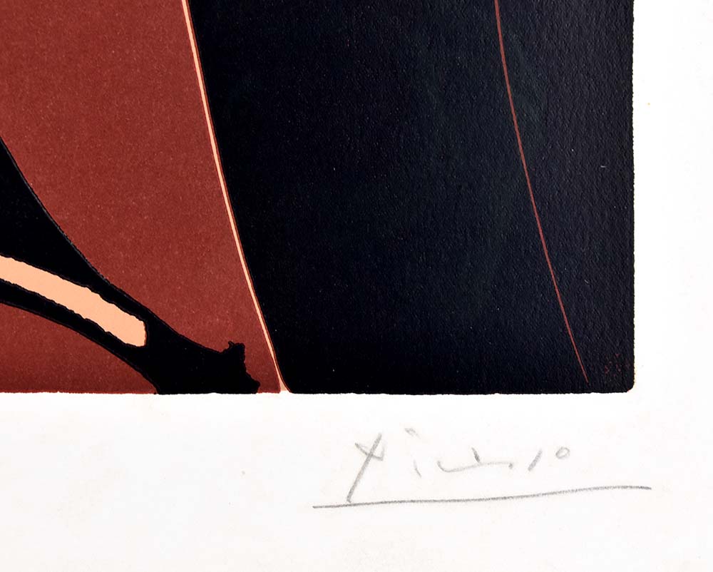Pablo Picasso signature, Jacqueline Au Chapeau Noir (Jacqueline in Black Hat), 1962