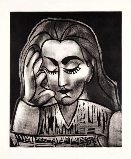 Pablo Picasso Linocut, Jacqueline Reading, 1962