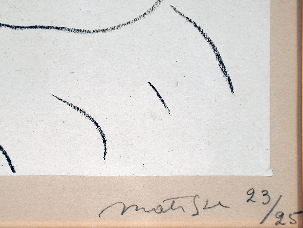Henri Matisse signature, Jeune Femme Coiffure Louis XV from Poèmes de Charles D’Orléans, 1942