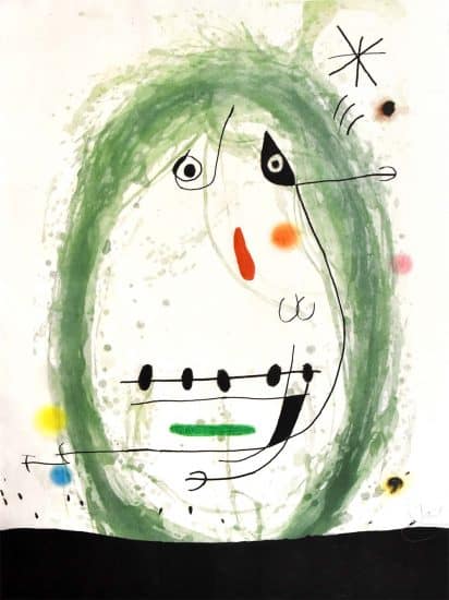 Joan Miró Etching, L' Exile Vert (The Green Exile), 1969