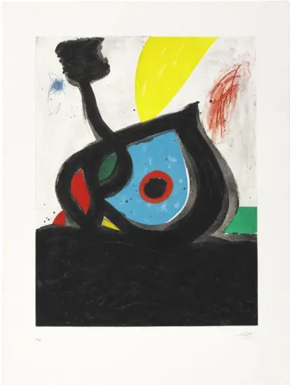 Joan Miró Etching Aquatint with Carborundum, L'Oeil Bleu du Volcan (The Blue Eye of the Volcano), 1990