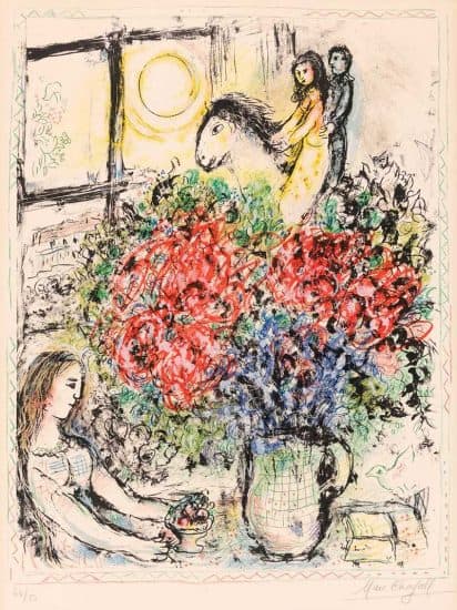 Marc Chagall Lithograph, La Chevaucheé (The Ride), 1970