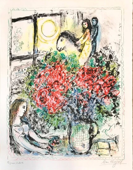 Marc Chagall Lithograph, La Chevaucheé (The Ride), 1970