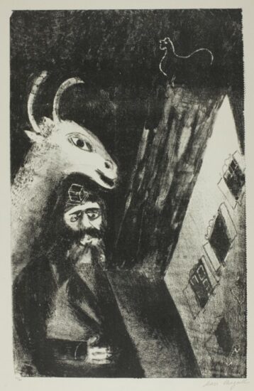 Marc Chagall Lithograph, La Chèvre dans la Nuit (Goat in the night), 1922-23