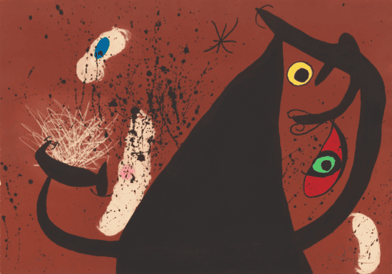 Joan Miró Etching Aquatint with Carborundum, La Frappeuse de Silex (The Flint Striker), 1973