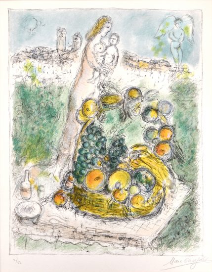 Marc Chagall Lithograph, La grande Corbeille (The Large Basket), 1975