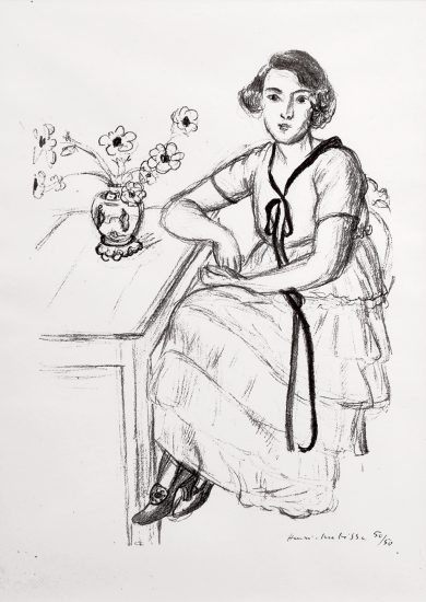 Henri Matisse Lithograph, La Robe Jaune au Ruban Noir (The Yellow Dress with Black Ribbon), 1922