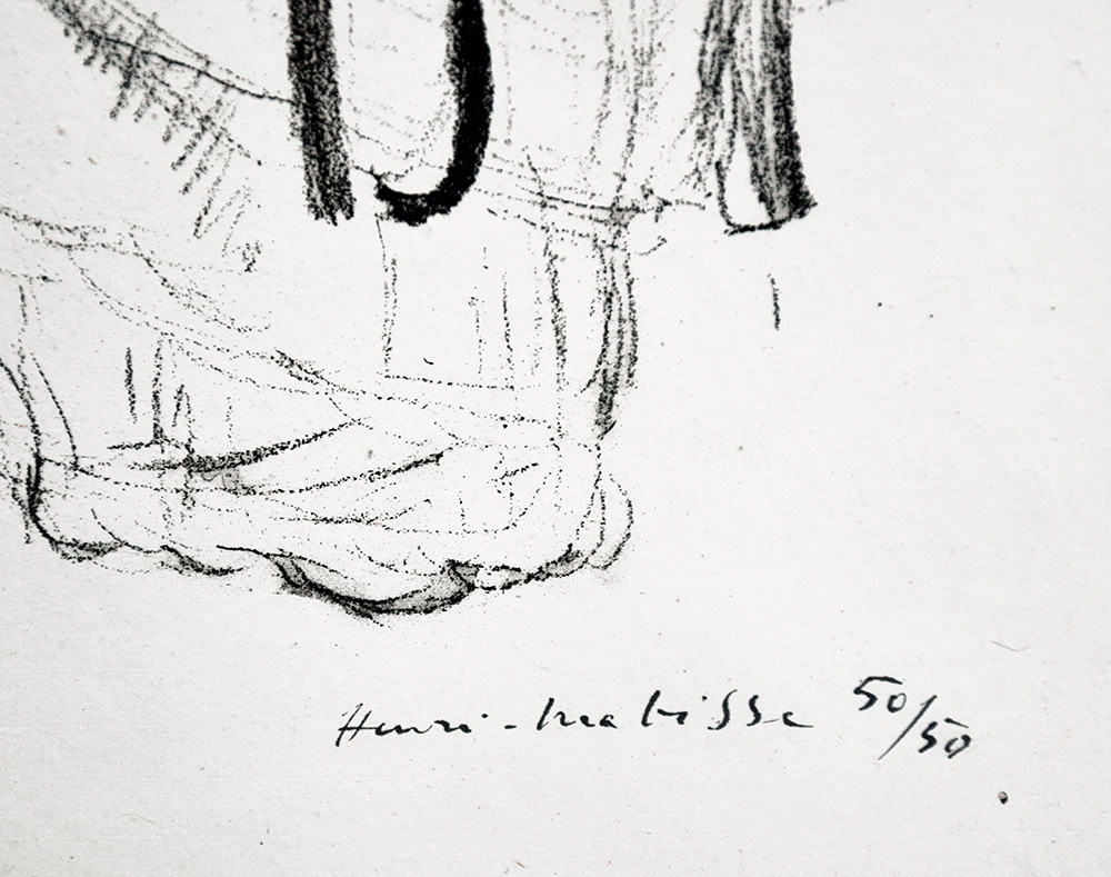 Henri Matisse signature, La Robe Jaune au Ruban Noir (The Yellow Dress with Black Ribbon), 1922
