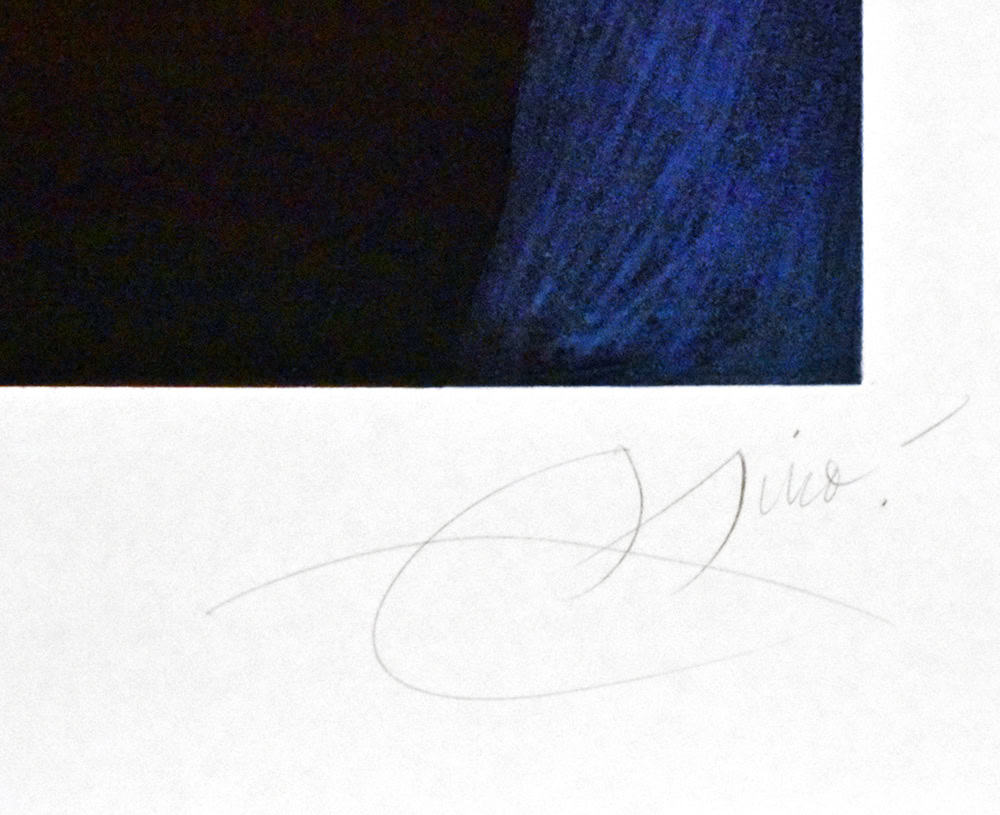 Joan Miró signature, L’Aigrette Rouge (The Red Egret), 1976