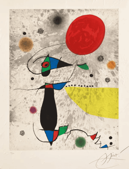 Joan Miró Etching and Aquatint, L'Attrape-Soleil (The Suncatcher), 1975