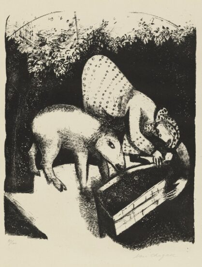 Marc Chagall Lithograph, L'Auge II (The trough II), 1924