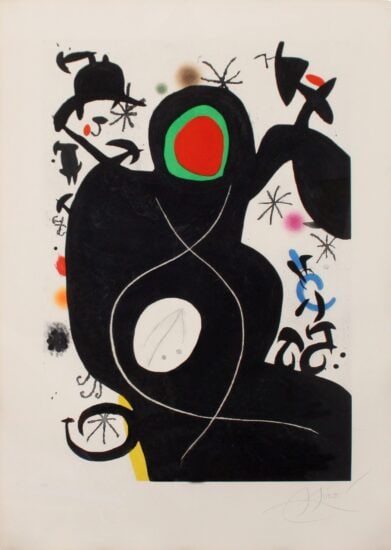 Joan Miró Etching Aquatint with Carborundum, L'Aveugle Parmi les Oiseaux (The Blind Man Among the Birds), 1978