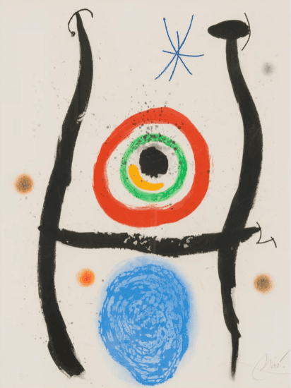 Joan Miró Etching Aquatint with Carborundum, Le Bleu de la Cible (The Blue Target), 1974