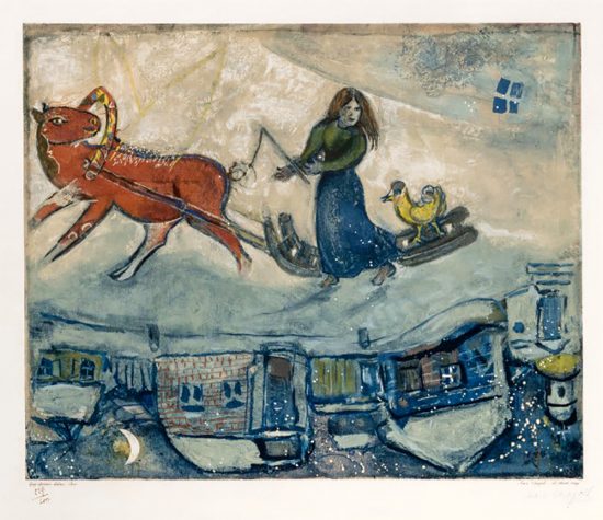 Marc Chagall Collotype, Le Cheval Rouge (The Red Horse), 1965