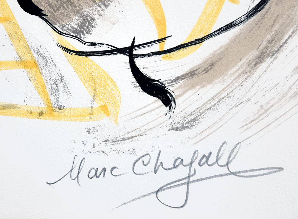 Marc Chagall signature, Le Cirque a Clown Jaune (The Circus with the Yellow Clown),1967