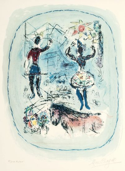 Marc Chagall Lithograph, Le cirque a l'etoile, 1965
