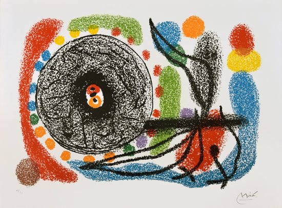 Joan Miró Lithograph, Le Lezard aux plumes d’or (The Lizard with Golden Feathers), Pl. 10, 1971
