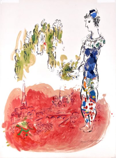Marc Chagall Lithograph, Le Magicien de Paris (The Magician of Paris) II, 1969-1970