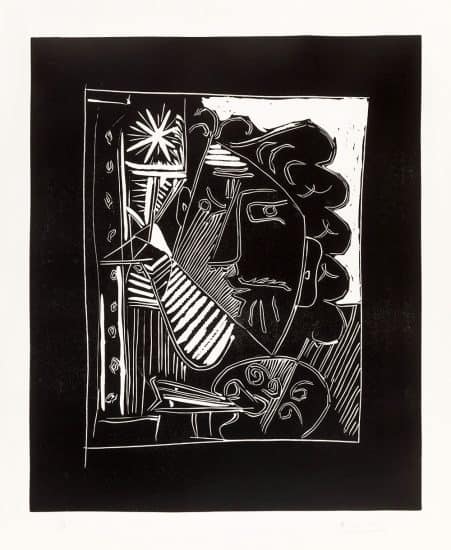 Pablo Picasso Linocut, Le Peintre à la Palette (Painter with Palette), 1963
