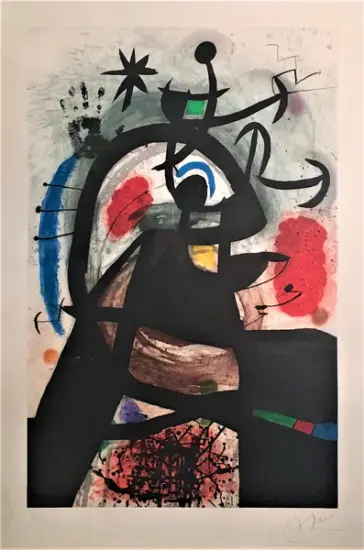 Joan Miró Etching and Aquatint, Le Permissionnaire (The Soldier on Leave), 1974