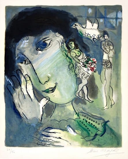 Marc Chagall Lithograph, Le Poète (The Poet), 1966
