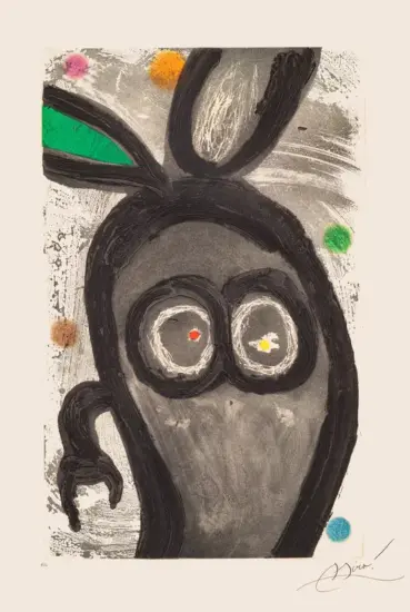 Joan Miró Etching Aquatint with Carborundum, Le Roi des Lapins (The Rabbit King), 1981