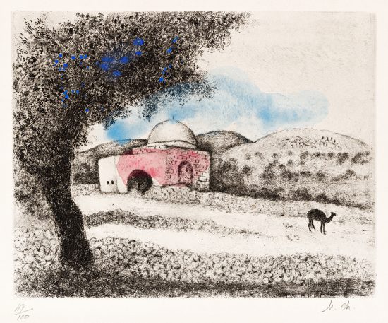 Marc Chagall Etching, La Tombe de Rachel, de la Bible (Rachel's Tombe, from the Bible), 1969