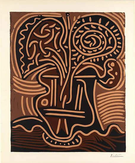 Pablo Picasso Linocut, Le vase de fleurs (Vase of Flowers), 1959