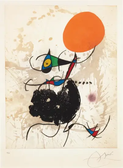 Joan Miró Etching and Aquatint, Terre Atteinte et Soleil Intact (Earth Affected and Sun Intact), 1973