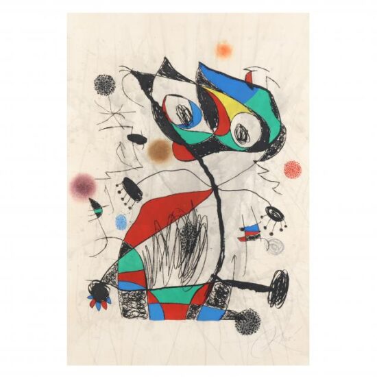 Joan Miró Etching and Aquatint, L'Écolière au Buisson (The Schoolgirl at the Bush), 1975