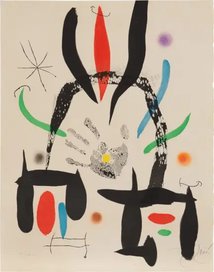 Joan Miró Etching and Aquatint, L'Éloge de la Main (In Praise of the Hand), 1974