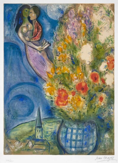 Marc Chagall Lithograph, Les Coquelicots (Red Poppies), 1949