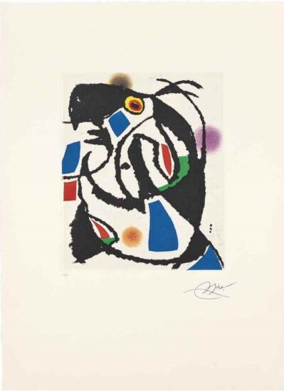 Joan Miró Etching and Aquatint, Les Montagnards I (The Mountain Dwellers I), 1990