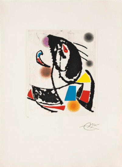 Joan Miró Etching and Aquatint, Les Montagnards II (The Mountain Dwellers II), 1990