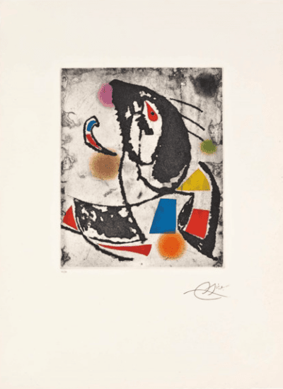 Joan Miró Etching and Aquatint, Les Montagnards X (The Mountain Dwellers X), 1990