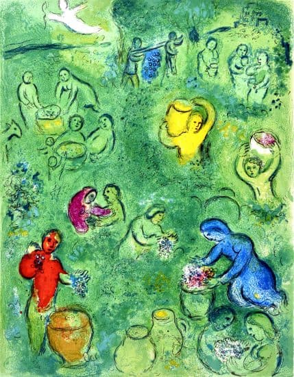 Marc Chagall Lithograph, Les Vendanges (The Wine Harvest), from Daphnis et Chloé, 1961