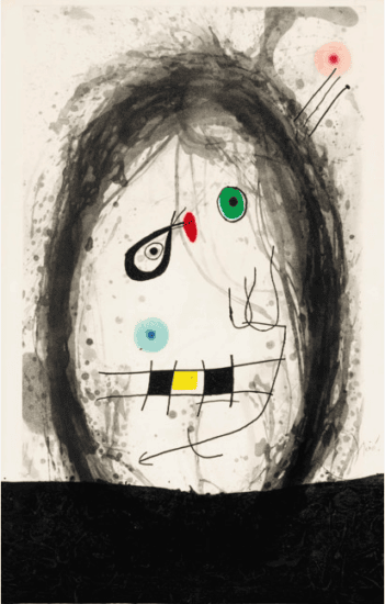 Joan Miró Etching Aquatint with Carborundum, L'Exilé Noir (The Black Exile), 1969