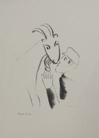 Marc Chagall Lithograph, L'Homme à la Casquette avec Chèvre (Man with cap with goat), 1922/1956