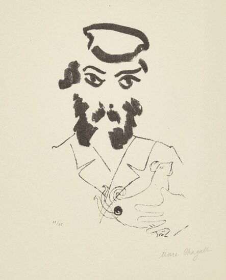 Marc Chagall Lithograph, L'Homme à la Poule (Man with hen), 1922-23