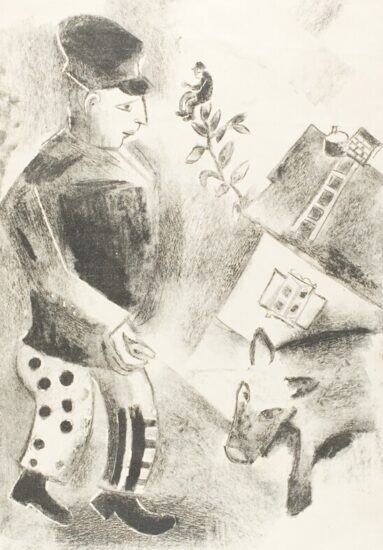 Marc Chagall Lithograph, L'Homme au Cochon (Man with pig), 1922-23