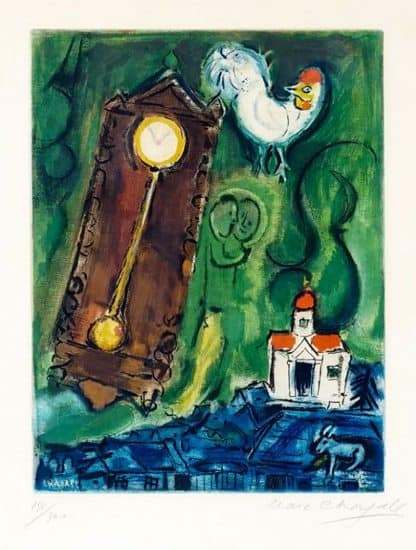 Marc Chagall Etching, L'Horloge (The Clock), 1956