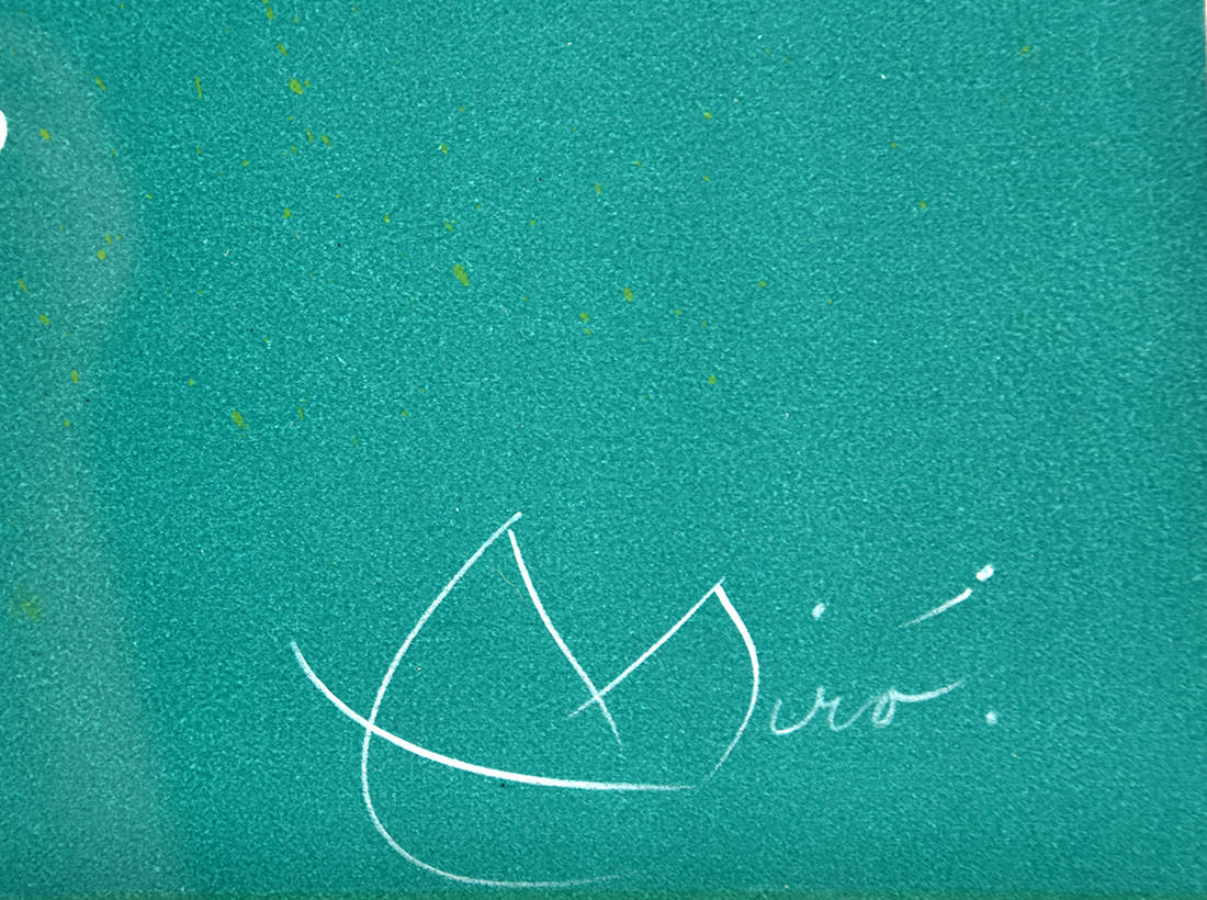Joan Miró signature, L'Illetré— Verte et Violet, 1969