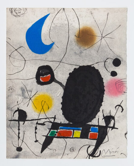 Joan Miró Aquatint, L'Oiseau Solaire, L'Oiseau Lunaire, Étincelles (The Solar Bird, The Lunar Bird, Sparks), 1967