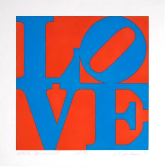 Robert Indiana Etching and Aquatint, Love (Blue/Red), 1991
