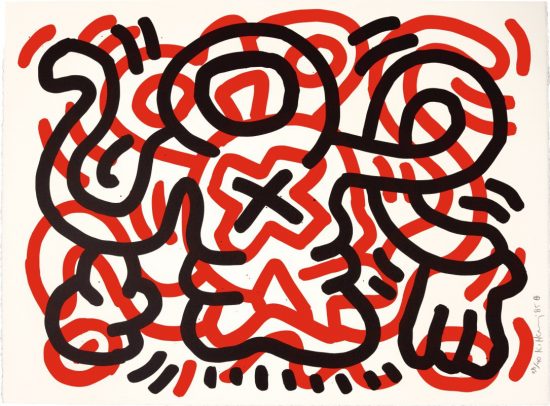 Keith Haring Lithograph, Ludo (Plate 3), 1985