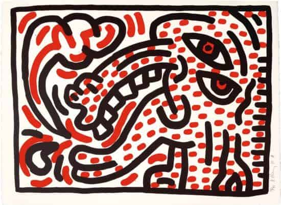 Keith Haring Lithograph, Ludo (Plate 4), 1985