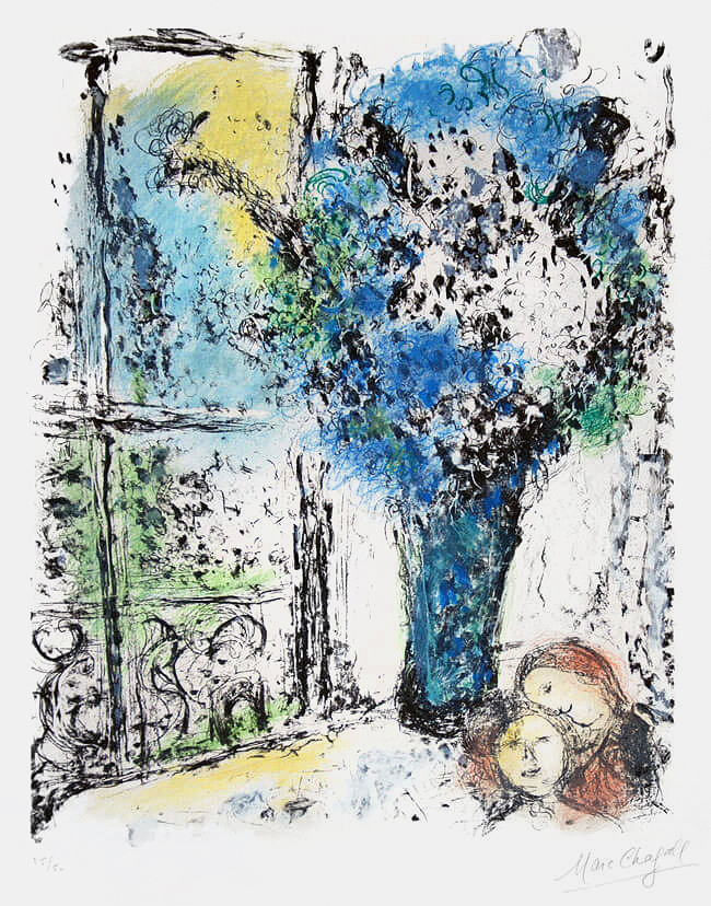 Marc Chagall, The Blue Bouquet (Le Bouquet Bleu) 1974