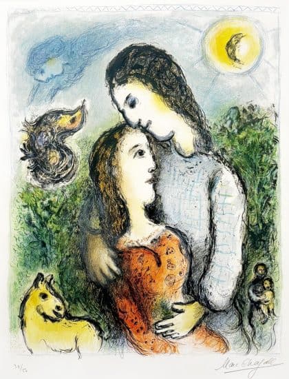 Marc Chagall Lithograph, Les Adolescents (The Adolescents), 1975