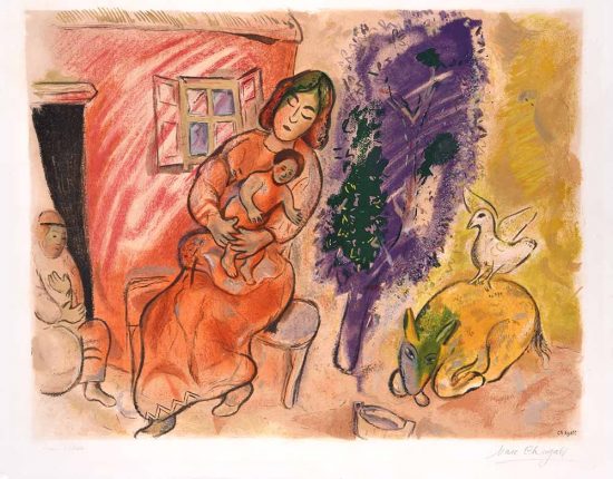 Marc Chagall Lithograph, Maternité (Maternity), 1954